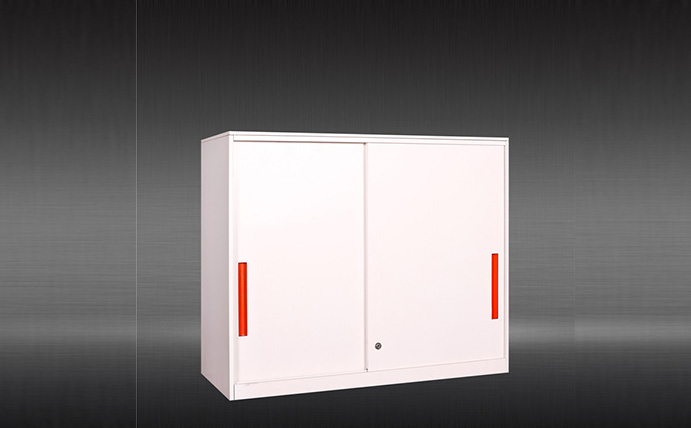 Thin white 760 high sliding door low cabinet 